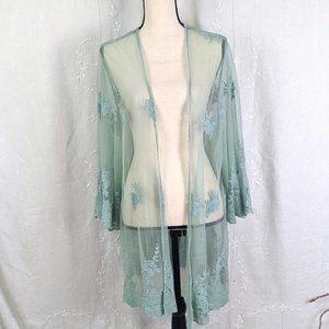 Torrid Mint Lace & Sheer Kimono Coverup